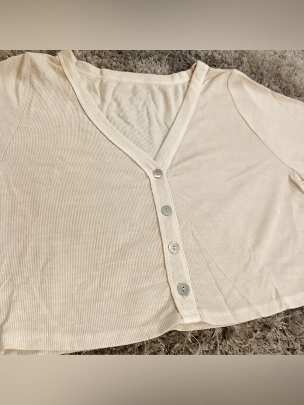 Cuddle Me Button Down Long Sleeve Crop Top - Oat 🤍 🕯️ 🤍